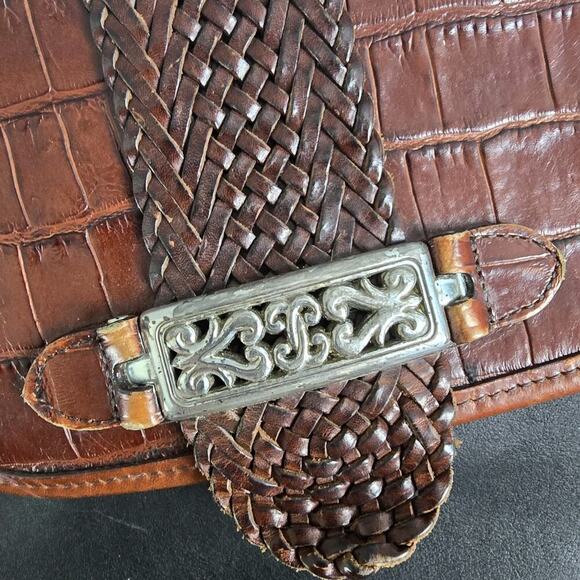 Brighton 90s Medium Brown Black Shoulder Tote Bag Purse 852249 Minimalist Mature - Picture 11 of 14